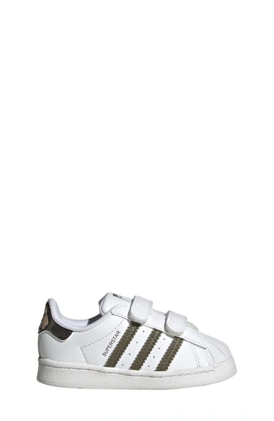 Adidas Originals Kids' Superstar Sneaker In White/ Olive Strata/ White