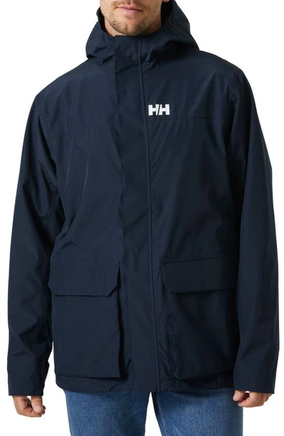 Helly Hansen T2 Utility Hooded Rain Jacket In Navy