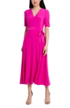 Chaus Tie Belt Midi Dress In Fiercely Fuchsia