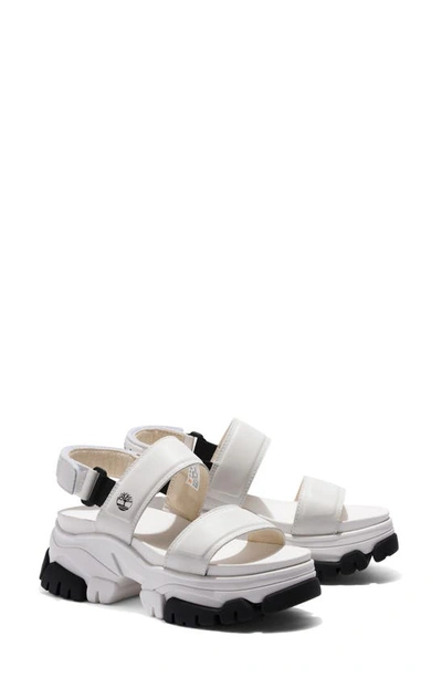 Timberland Adley Way Platform Sandal In White Full Grain