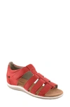 David Tate Shala Strappy Sport Sandal In Red Lizard Print Leather