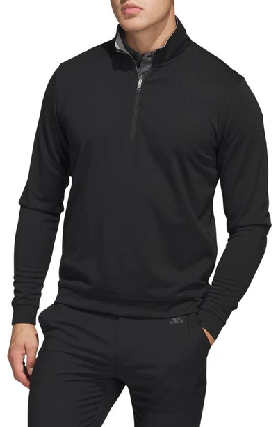 Adidas Golf Elevated Stretch Half Zip Pullover In Black