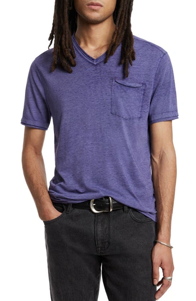 John Varvatos Davis Burnout Cotton Blend V-neck T-shirt In Antique Purple