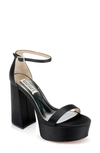 Badgley Mischka Party Ankle Strap Platform Sandal In Black Satin