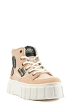 Palladium Pallatower High Top Platform Sneaker In Nude Dust