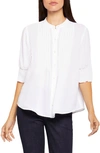 Nydj Pleated Peasant Blouse In Optic White