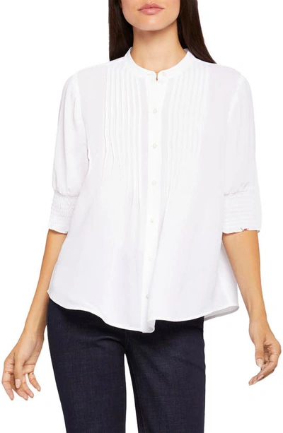 Nydj Pleated Peasant Blouse In Optic White