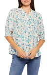 Nydj Pleated Peasant Blouse In Blossom Valley