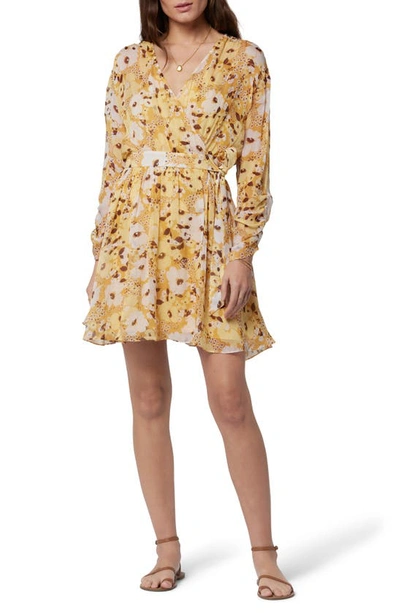 Joie Clara Floral Long Sleeve Silk Minidress In Orange