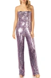 Dress The Population Andy Sequin Strapless Jumpsuit In Lavender Multi