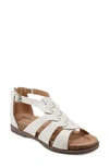 Earth Women's Dale Strappy Round Toe Casual Flat Sandals In Cream Leather