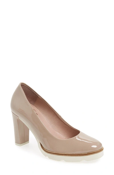Wonders Almond Toe Pump In Taupe Leather