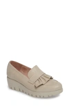 Wonders Loafer Wedge In Light Grey Leather
