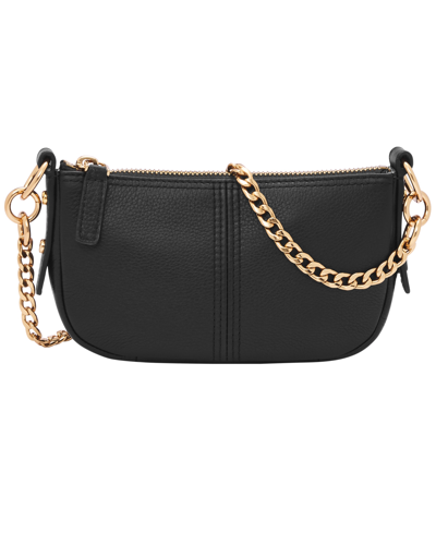 Fossil Jolie Convertible Leather Baguette Bag In Black
