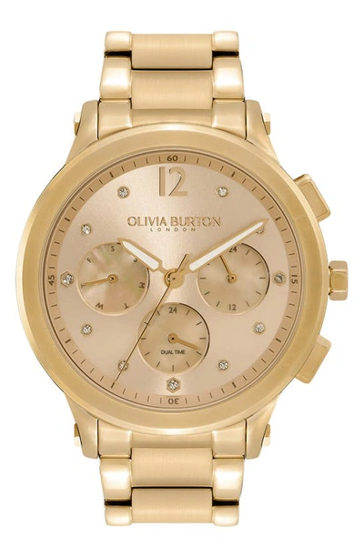 Olivia Burton Women's Sports Luxe Ion Plated Gold-tone Steel Watch 38mm In Gold