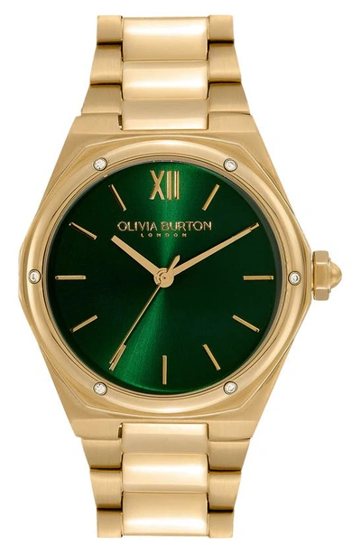Olivia Burton Women's Sports Luxe Hexa Ion Plated Gold-tone Steel Watch 33mm In Green/gold