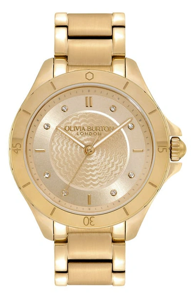 Olivia Burton Women's Sports Luxe Guilloche Gold-tone Steel Watch 36mm