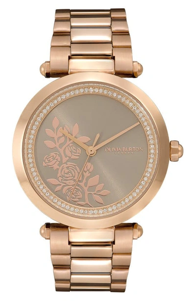 Olivia Burton Women's Signature Floral Ion Plated Carnation Gold-tone Stainless Steel Watch 34mm In Gray/gold