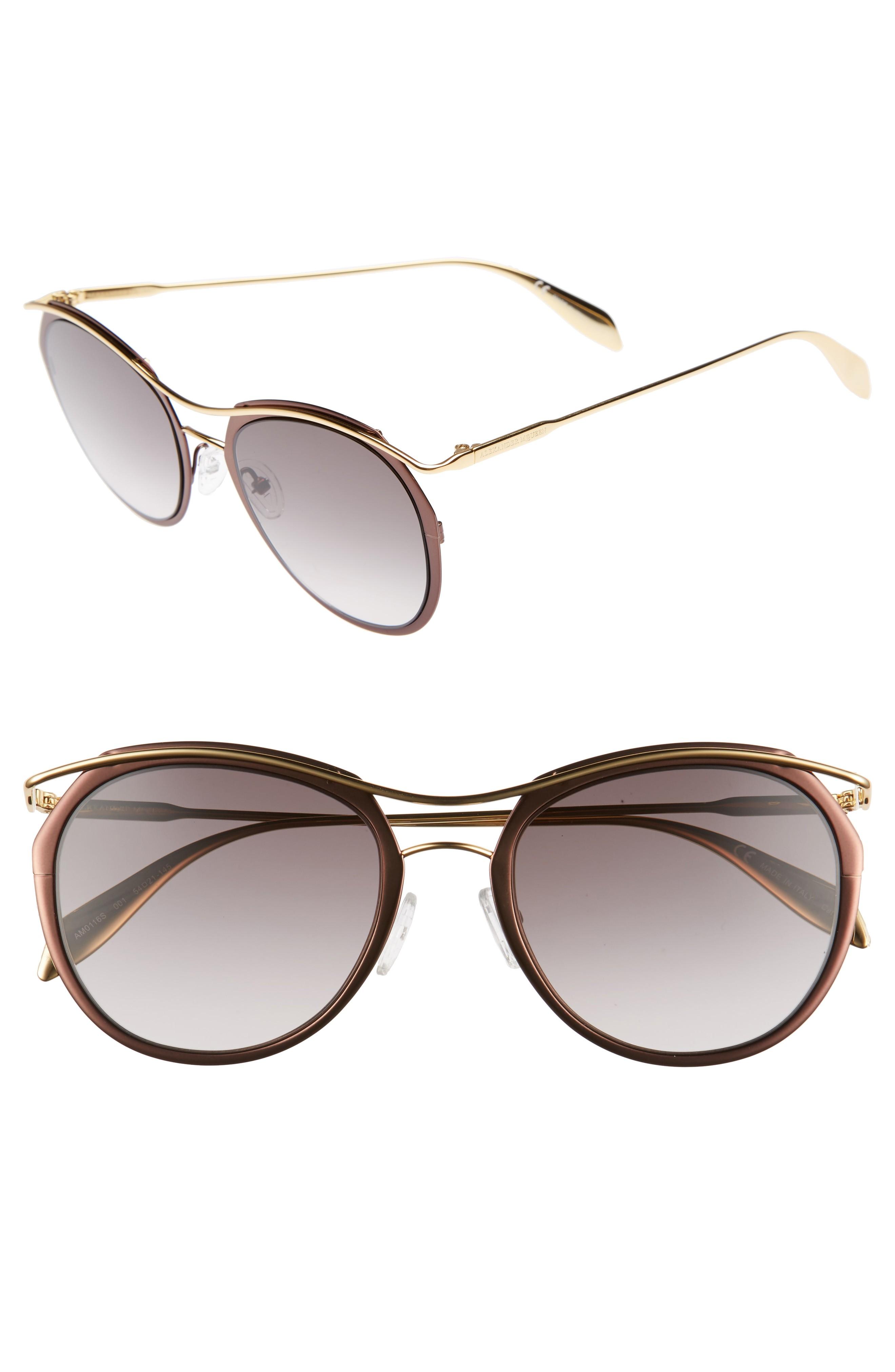 Alexander Mcqueen 54mm Gradient Round Sunglasses In Gold | ModeSens
