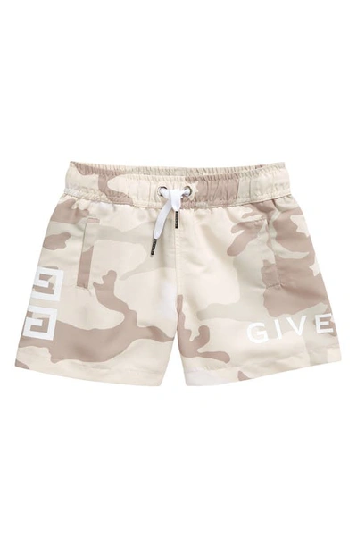 Givenchy Kids' Camouflage-print Swim Shorts In Neutrals