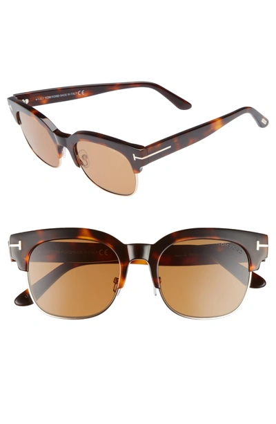 Tom Ford Harry 53mm Half-rim Sunglasses - Havana/ Rose Gold/ Brown