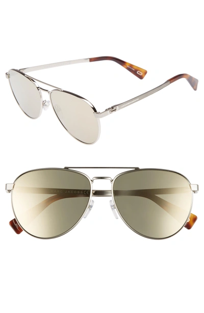 Marc Jacobs 59mm Mirrored Aviator Sunglasses - Light Gold