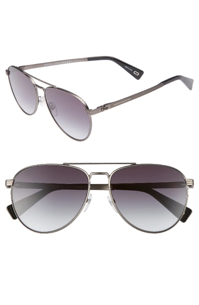 Marc Jacobs 59mm Gradient Navigator Sunglasses - Semi Matte Dark Ruthenium