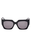 Emilio Pucci 52mm Square Sunglasses In Shiny Black / Smoke