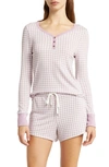 Honeydew Intimates Knit Long Sleeve Short Pajamas In Serenity Gingham