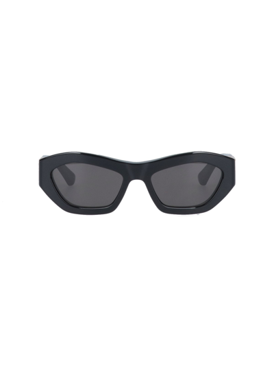 Bottega Veneta Black Angle Hexagonal Sunglasses In Nero