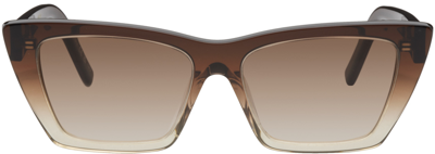 Saint Laurent Sl 276 Mica Recycled Acetate Sunglasses In Brown,grey
