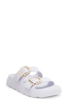 Stuart Weitzman Imitation Pearl Buckle Slide Sandal In Wisteria