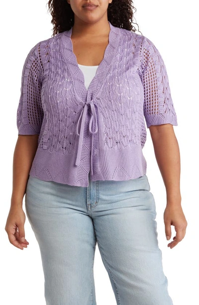 By Design Faith Crochet Cardigan In Viola