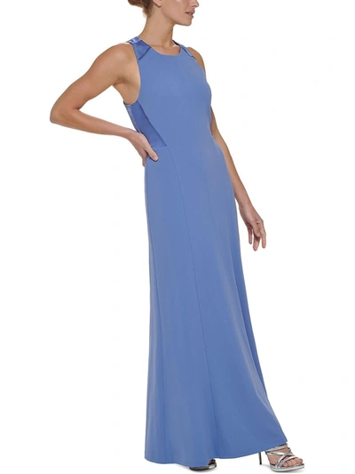 Dkny Womens Criss-cross Back Maxi Evening Dress In Blue