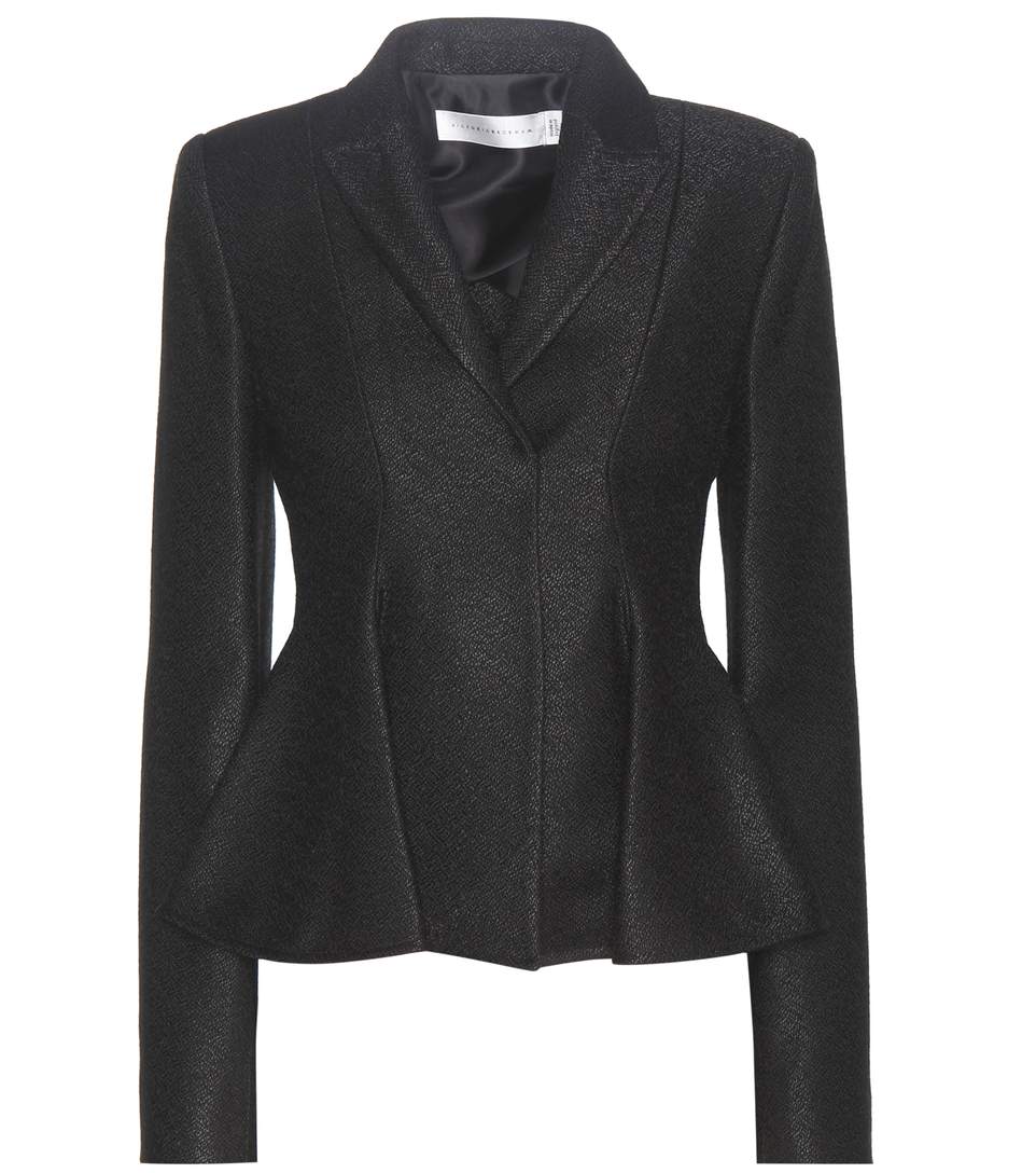 Victoria Beckham Virgin Wool-blend Peplum Blazer In Black | ModeSens