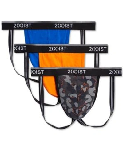 2(x)ist Stretch Jock Straps 3-pack In Pop Camo - Charcoal / Lapis Blue / Golden Poppy