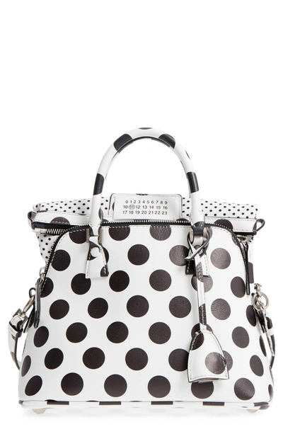 Maison Margiela Medium 5ac Leather Handbag - White In White/ Black