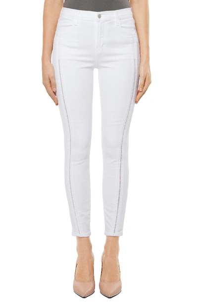 J Brand Alana High-rise Cropped Super Skinny Jeans W/ Ladder Lace, White In White Ladder Lace