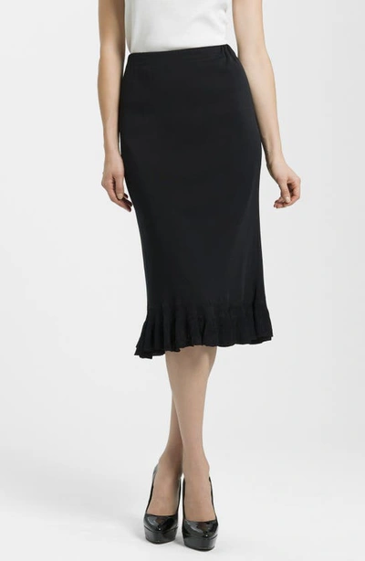 Ming Wang Ruffle Hem Knit Midi Skirt In Black