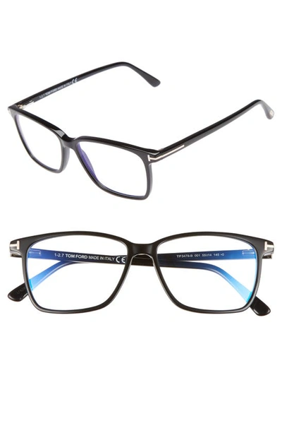 Tom Ford Women's Square Blue Light Glasses, 55mm In Tortoise/blue Block
