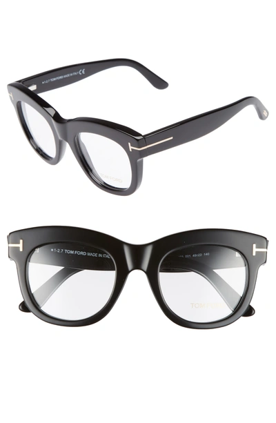 Tom Ford 49mm Optical Glasses In Shiny Black