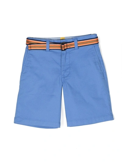 Ralph Lauren Kids' Cotton Belted Shorts In Blu