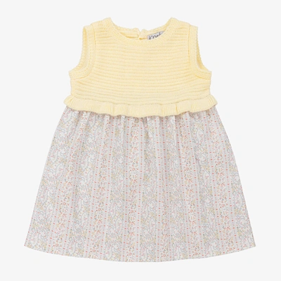 Mebi Babies' Girls Yellow Floral Knit Dress