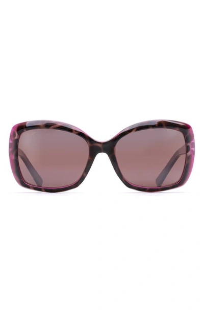 Maui Jim Orchid 56mm Polarizedplus2® Square Sunglasses In Tortoise Raspberry/ Rose