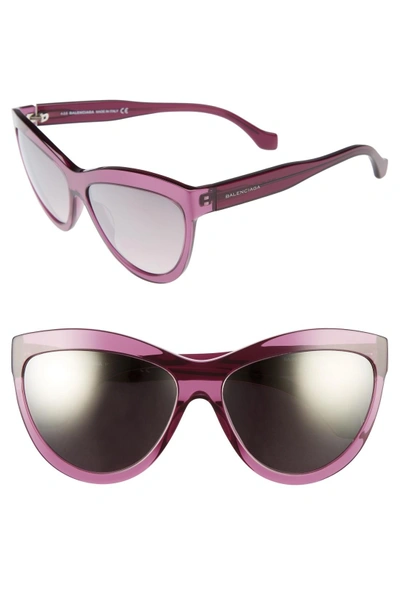 Balenciaga 60mm Sunglasses In Transparent Purple/ Silver
