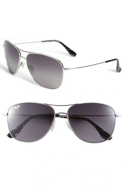 Maui Jim Cliff House 59mm Polarizedplus2® Metal Aviator Sunglasses In Grey-black
