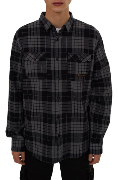 Bench Carlow Plaid Cotton Flannel In Black Charcoal Check