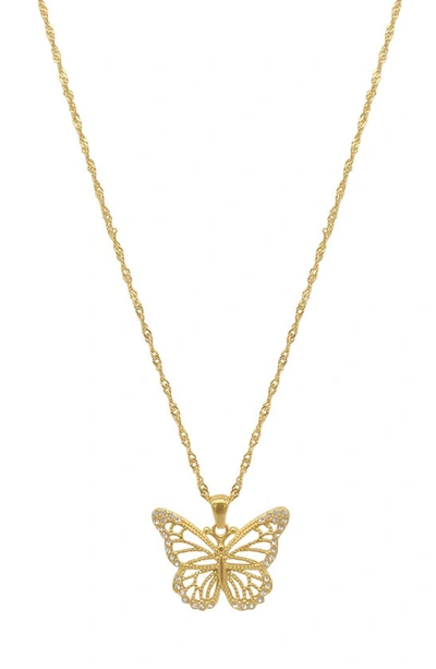 Adornia Pavé Cz Butterfly Water Resistant Pendant Necklace In Gold