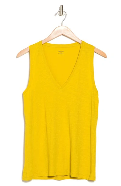 Madewell V-neck Cotton Tank In Gilded Chartreuse