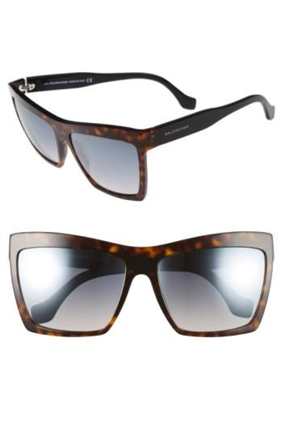 Balenciaga 60mm Oversize Sunglasses - Havana/ Black/ Flash Azure